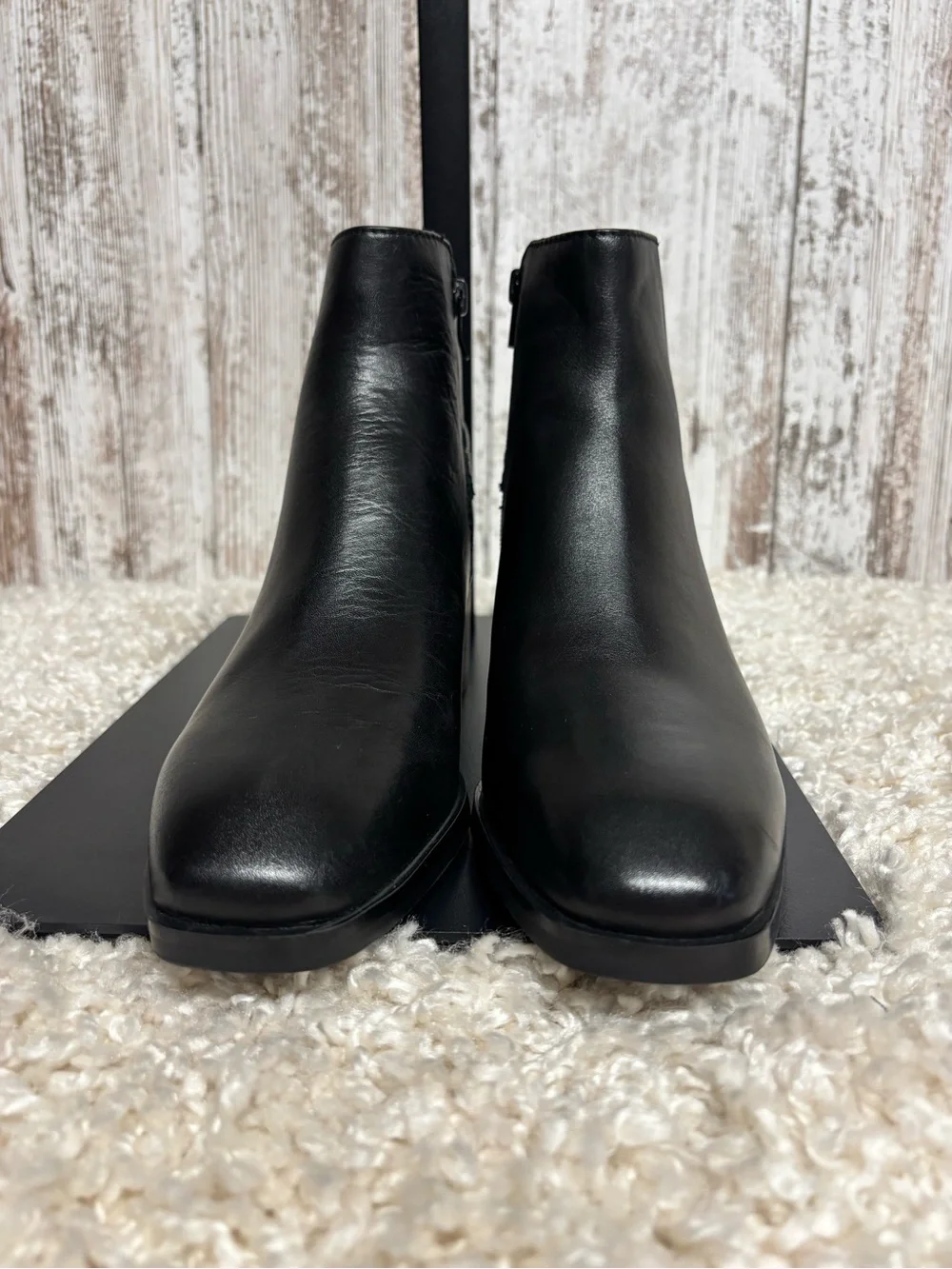 Aldo Black Ankle Booties with Silver Buckle Accent